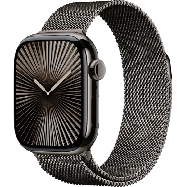 Apple Watch Series 10 46mm Slate Titanium Case Slate Stainless Steel Milanese Loop